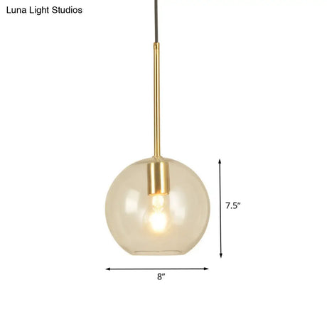 Modern Glass Globe Pendant Light - 1 Head 8’’/12’’ Wide - Stylish Dining Room Hanging Lamp Kit