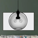 Modern Glass Globe Pendant Light - 2 Lights Red/Brown/Clear Smoke Gray