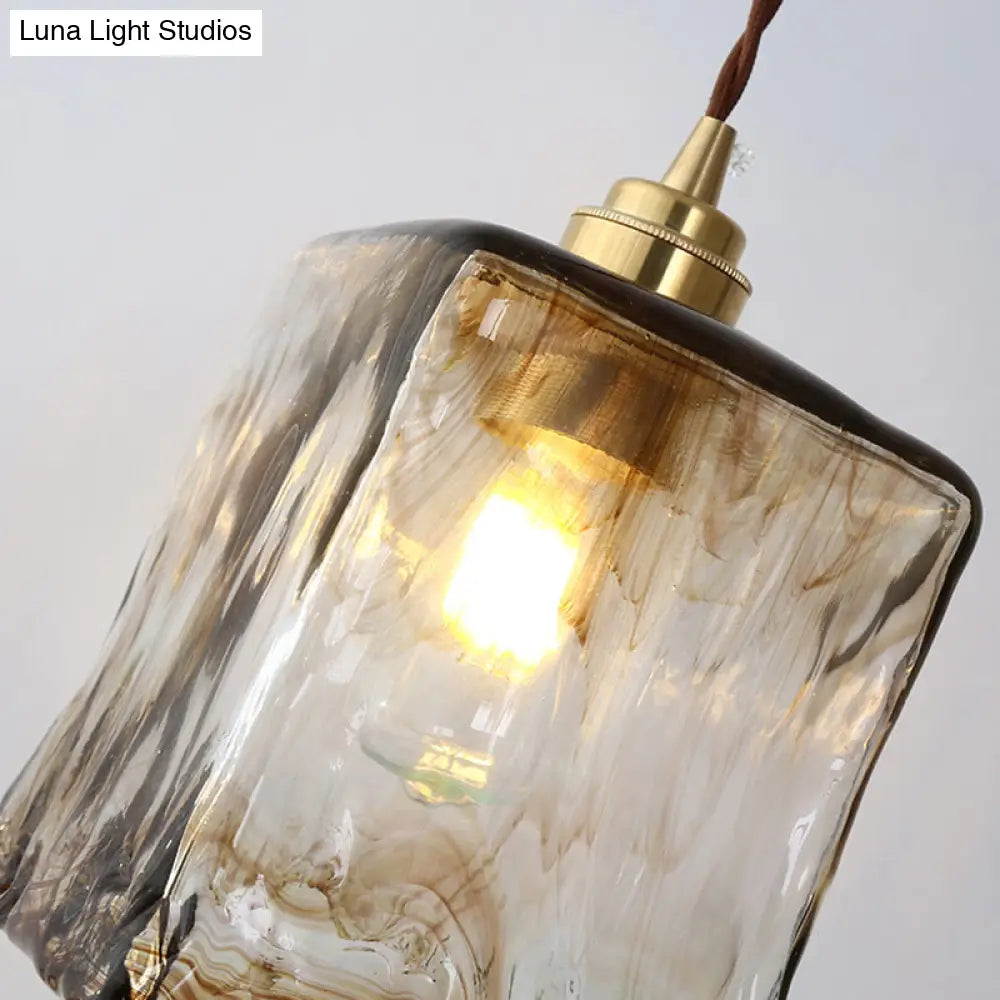 Modern Glass Hanging Light With Adjustable Wire - Brass Lamp Holder Bedside Lighting