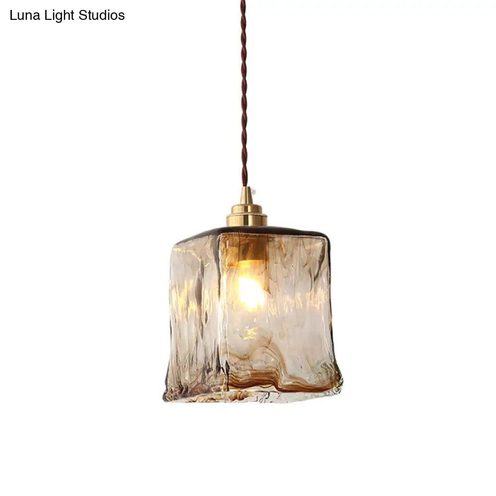 Modern Glass Hanging Light With Adjustable Wire - Brass Lamp Holder Bedside Lighting