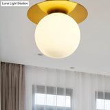 Modern Glass Orbit Ceiling Light Kitchen Flushmount Lamp - Clear/Light - Brown/Cream Single