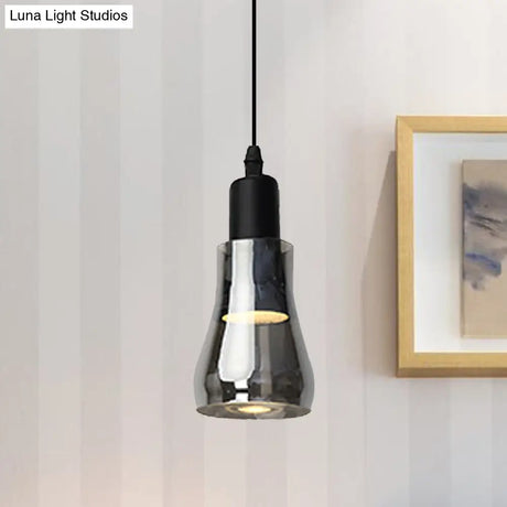 Modern Glass Pendant Lamp - White/Black Bowl Cone Or Saucer Design Led Ceiling Light In White/Warm