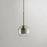 Modern Glass Pendant Lamp With Geometric Design And Mesh Guard Clear / Globe