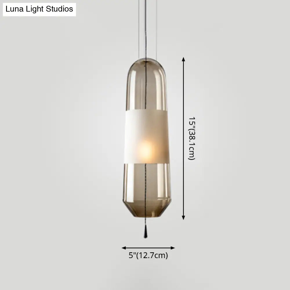 Modern Glass Pendant Light For Bedroom - Cylindrical Design Hanging Fixture