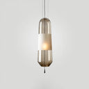 Modern Glass Pendant Light For Bedroom - Cylindrical Design Hanging Fixture Amber