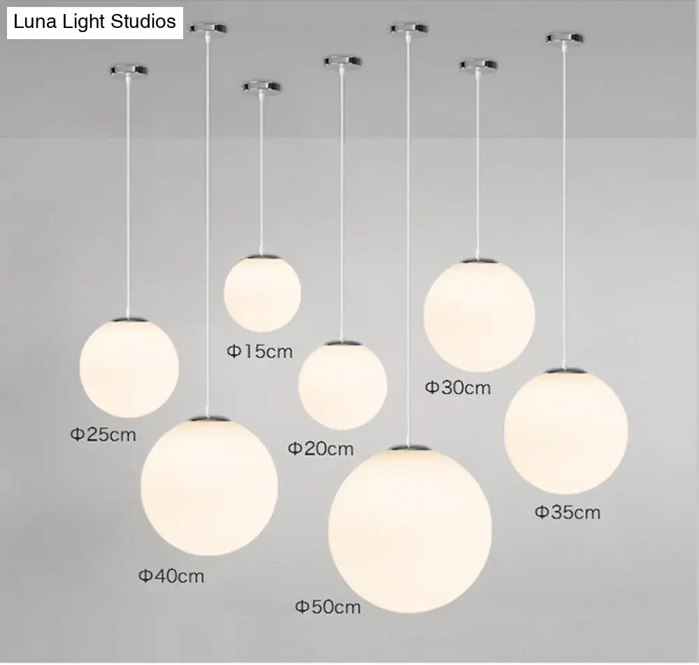 Modern Glass Pendant Lighting Fixture - White Hanging Light For Globe Clothes Shop