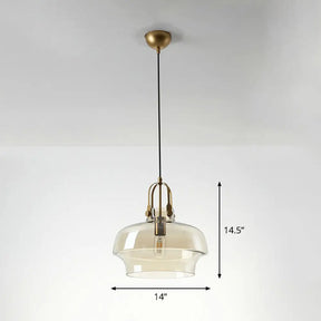Modern Glass Pot-Shaped Pendant Light For Dining Room Ceiling Cognac