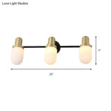 Modern Glass Sconce Light - Wall Mount 1/2/3 Lights With Black Arm And Backplate