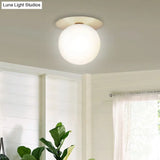Modern Glass Semi - Flush Chandelier: 1 - Light Ceiling Mount Fixture For Hallway