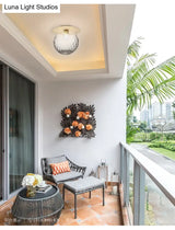 Modern Glass Semi - Flush Chandelier: 1 - Light Ceiling Mount Fixture For Hallway