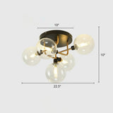 Modern Glass Semi Flush Mount Ceiling Light Fixture - Bubbles Black Finish Bedroom Lighting 5 /