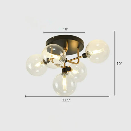 Modern Glass Semi Flush Mount Ceiling Light Fixture - Bubbles Black Finish Bedroom Lighting 5 /