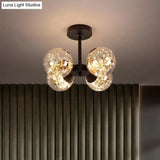 Modern Glass Semi Flush Mount Ceiling Light With Spherical Led Bulbs - 4-Light Bedroom Fixture