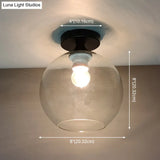 Modern Glass Semi Flush Mount Ceiling Light With Spherical Shade For Hallway