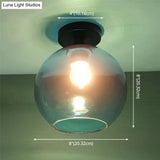 Modern Glass Semi Flush Mount Ceiling Light With Spherical Shade For Hallway