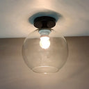 Modern Glass Semi Flush Mount Ceiling Light With Spherical Shade For Hallway Clear