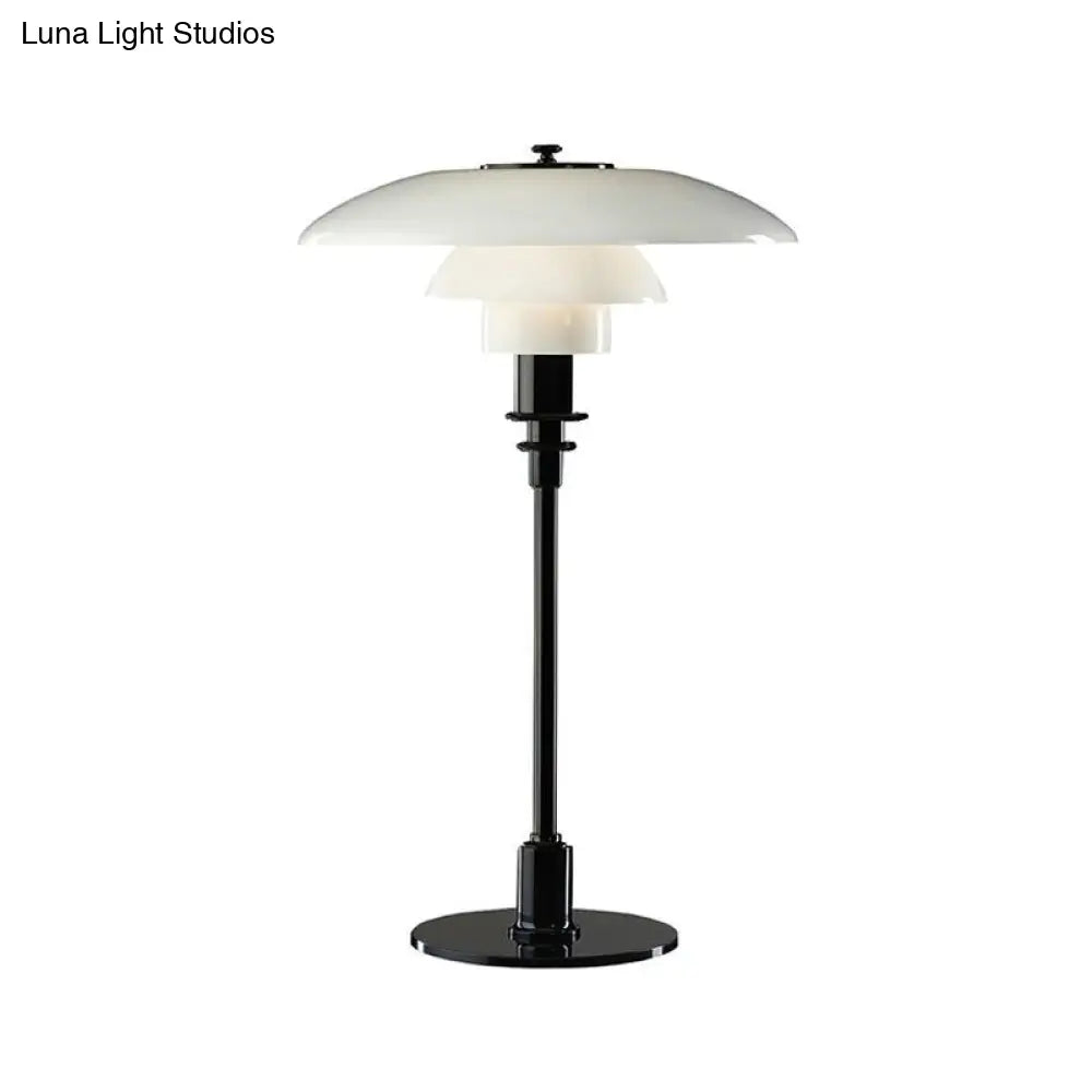Modern Glass Table Lamp With Flared Shade - Tiered Design 1 Light Copper/Silver Finish Stylish