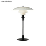 Modern Glass Table Lamp With Flared Shade - Tiered Design 1 Light Copper/Silver Finish Stylish