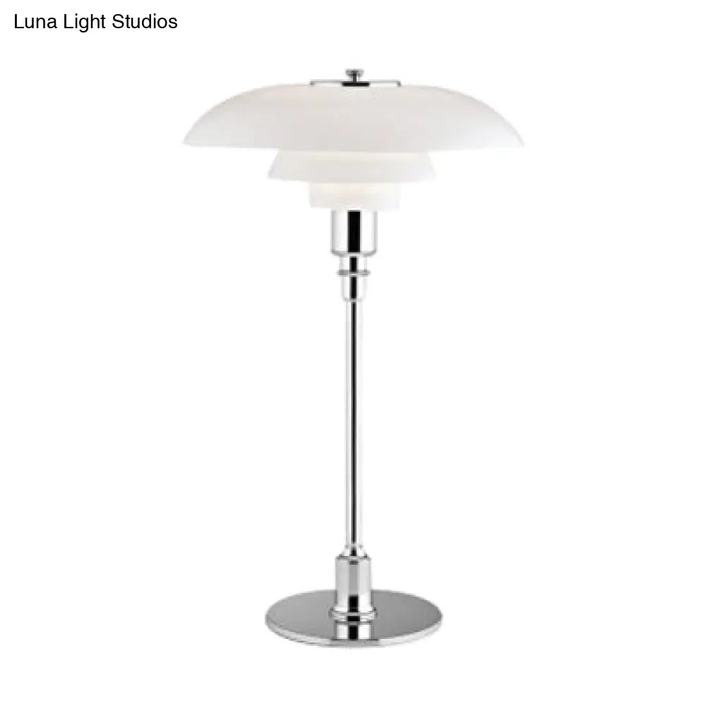 Modern Glass Table Lamp With Flared Shade - Tiered Design 1 Light Copper/Silver Finish Stylish