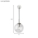 Modern Glass Wall Lamp Chrome/Brass/Black Finish Single Bulb Vanity Sconce For Bedroom 6/8 Width