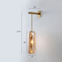 Modern Glass Wall Lamp With Brass Sconce And Mesh Guard Amber / Short Arm