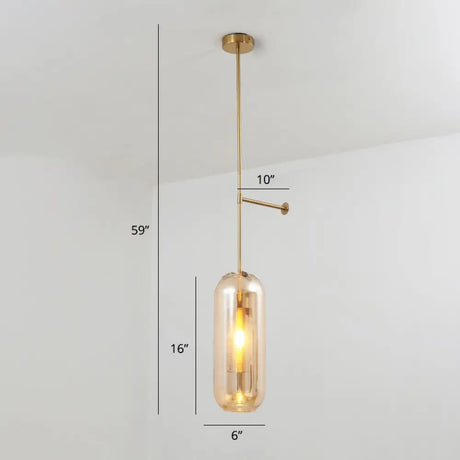 Modern Glass Wall Lamp With Brass Sconce And Mesh Guard Amber / Straight
