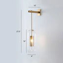 Modern Glass Wall Lamp With Brass Sconce And Mesh Guard Clear / Short Arm