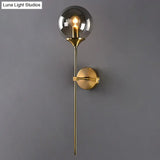 Modern Glass Wall Mount Lamp: Sleek Brass Sconce Light With Pencil Arm