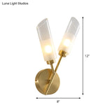 Modern Glass Wall Sconce With Beveled Tubes And 2-Light Brass Fixture