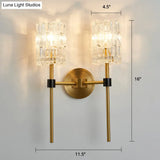 Modern Glass Wall Sconce With Clear Carvings Gold Finish Perfect For Living Room