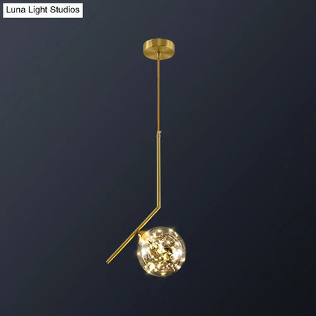 Modern Globe Glass Pendant Light For Bedroom Led Hanging Ceiling Fixture In Brass