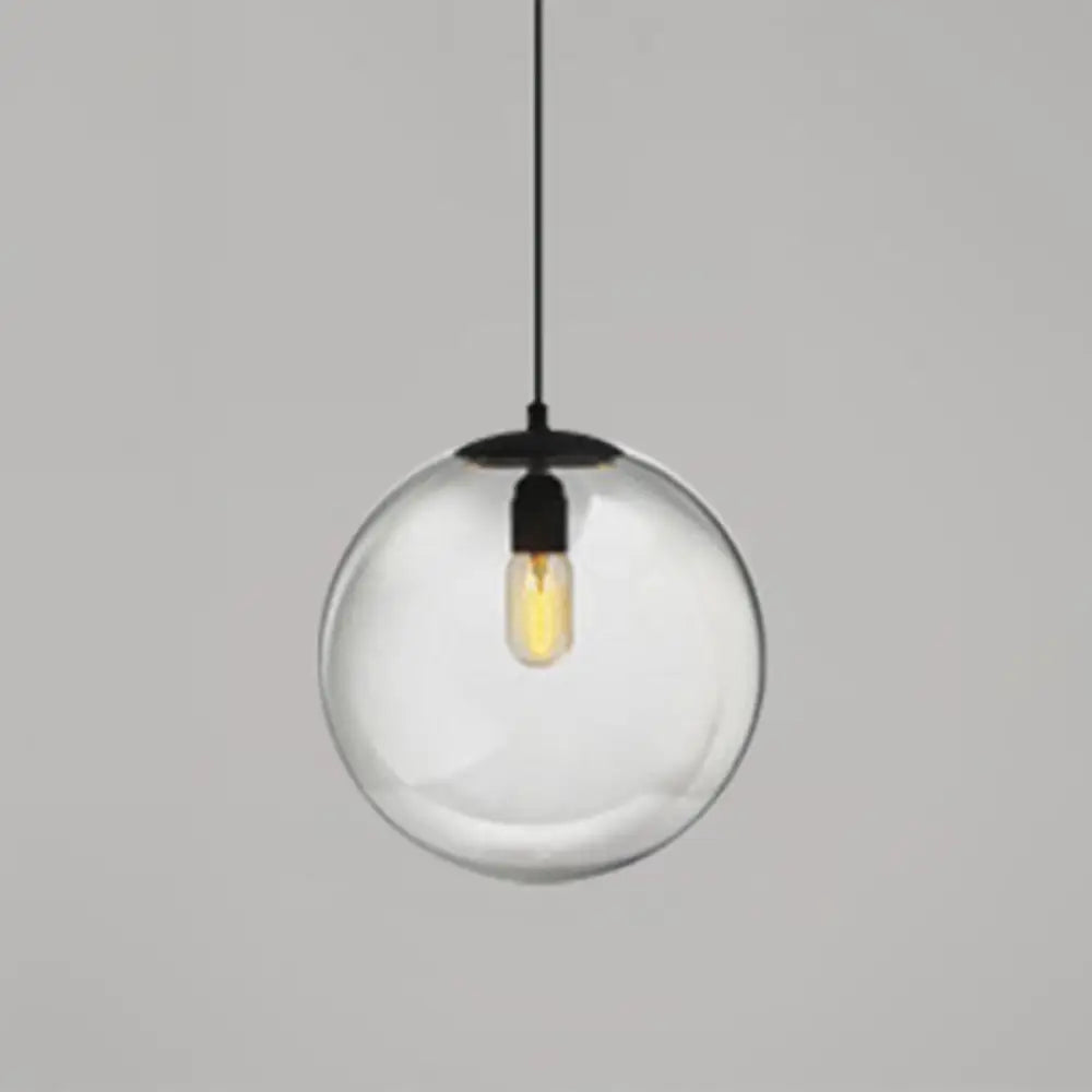 Modern Globe Pendant Light: Simple Glass Fixture For Restaurants Clear / 14