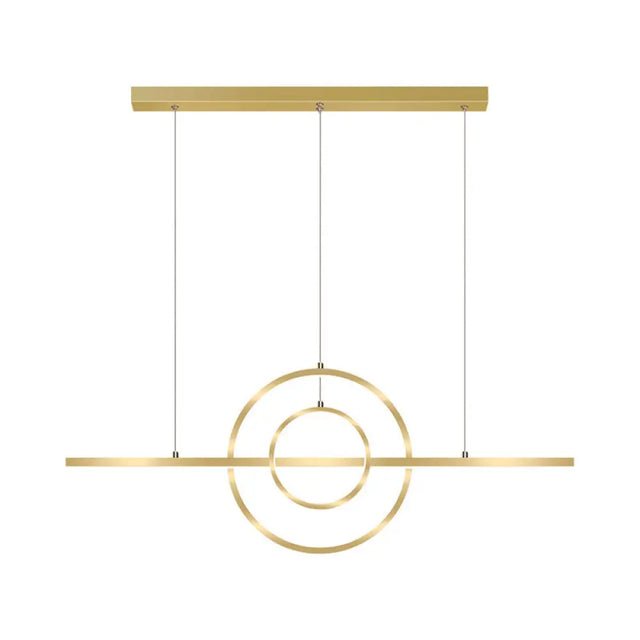 Modern Gold 2-Ring Led Island Pendant Lamp With Warm/White Light - Perfect For Dining Room