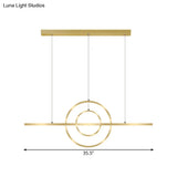 Modern Gold 2-Ring Led Island Pendant Lamp With Warm/White Light - Perfect For Dining Room