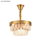 Modern Gold 6-Head Crystal Chandelier Light With 2 Tiers - Dining Room Pendant