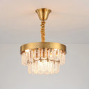 Modern Gold 6-Head Crystal Chandelier Light With 2 Tiers - Dining Room Pendant