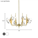 Modern Gold 8-Light Chandelier With Milk White/Smoke Gray Glass Shades - Ideal For Living Room