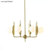 Modern Gold 8-Light Chandelier With Milk White/Smoke Gray Glass Shades - Ideal For Living Room