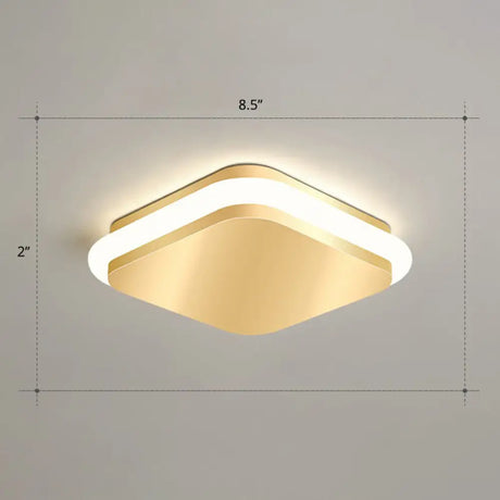 Modern Gold Acrylic Led Ceiling Mount Light - Geometric Foyer Flushmount / Third Gear Square Plate