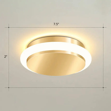 Modern Gold Acrylic Led Ceiling Mount Light - Geometric Foyer Flushmount / Warm Round