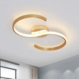 Modern Gold Acrylic Led Flush Mount Ceiling Light With Stepless Dimming & Remote Control -