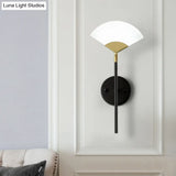 Modern Gold And Black Led Pencil Arm Wall Sconce With Acrylic Shade - Mount Light
