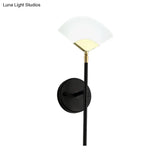 Modern Gold And Black Led Pencil Arm Wall Sconce With Acrylic Shade - Mount Light