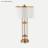 Modern Gold Barrel Desk Lamp With Round Metallic Base