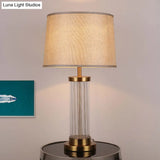 Modern Gold Barrel Shade Table Lamp With Reading Light