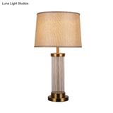 Modern Gold Barrel Shade Table Lamp With Reading Light