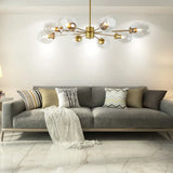 Modern Gold Branch Chandelier - 6/8 Lights Light Blue/Clear/Amber Glass Ceiling Lamp 8 / Clear