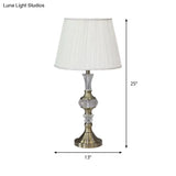 Modern Gold Candlestick Nightstand Lamp With Crystal Accent - 1-Bulb Night Light