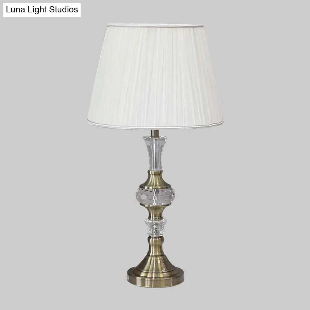 Modern Gold Candlestick Nightstand Lamp With Crystal Accent - 1-Bulb Night Light
