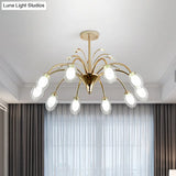 Modern Gold Chandelier Lamp With Oval Glass Shades - 6/8/10 Head Ceiling Light